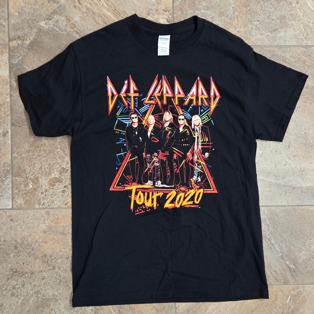 Def Leppard‎ Tour 2020 T-Shirt Gildan Heavy Cotton Black Medium Mens